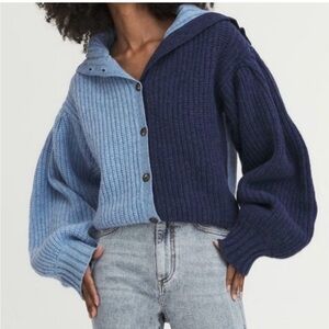 Something Navy Colorblock Blue Cardigan